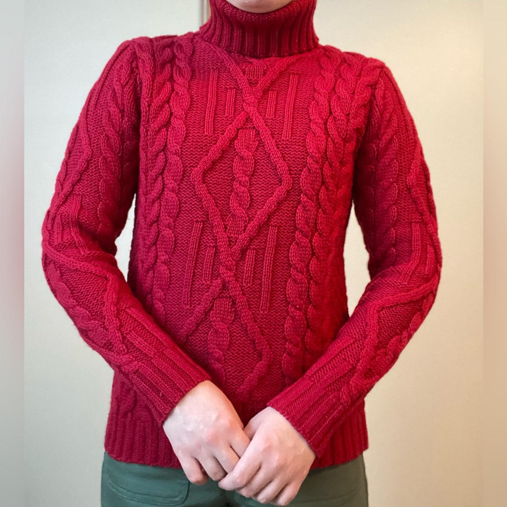 Chunky Wool Cable Knit Turtleneck by Aran Mor